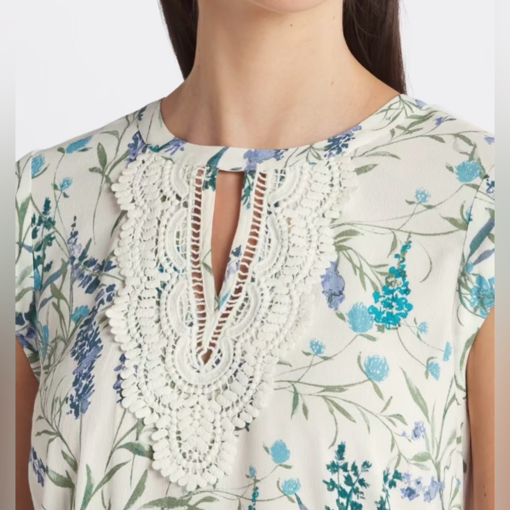 Daniel Rainn Quin Cap Sleeve Mixed Material Top NWT!